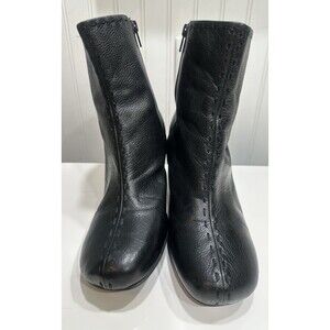 Arturo Chiang Black Stitched Leather Side Zip Ankle Witchcore/Cottage Boot Sz 11